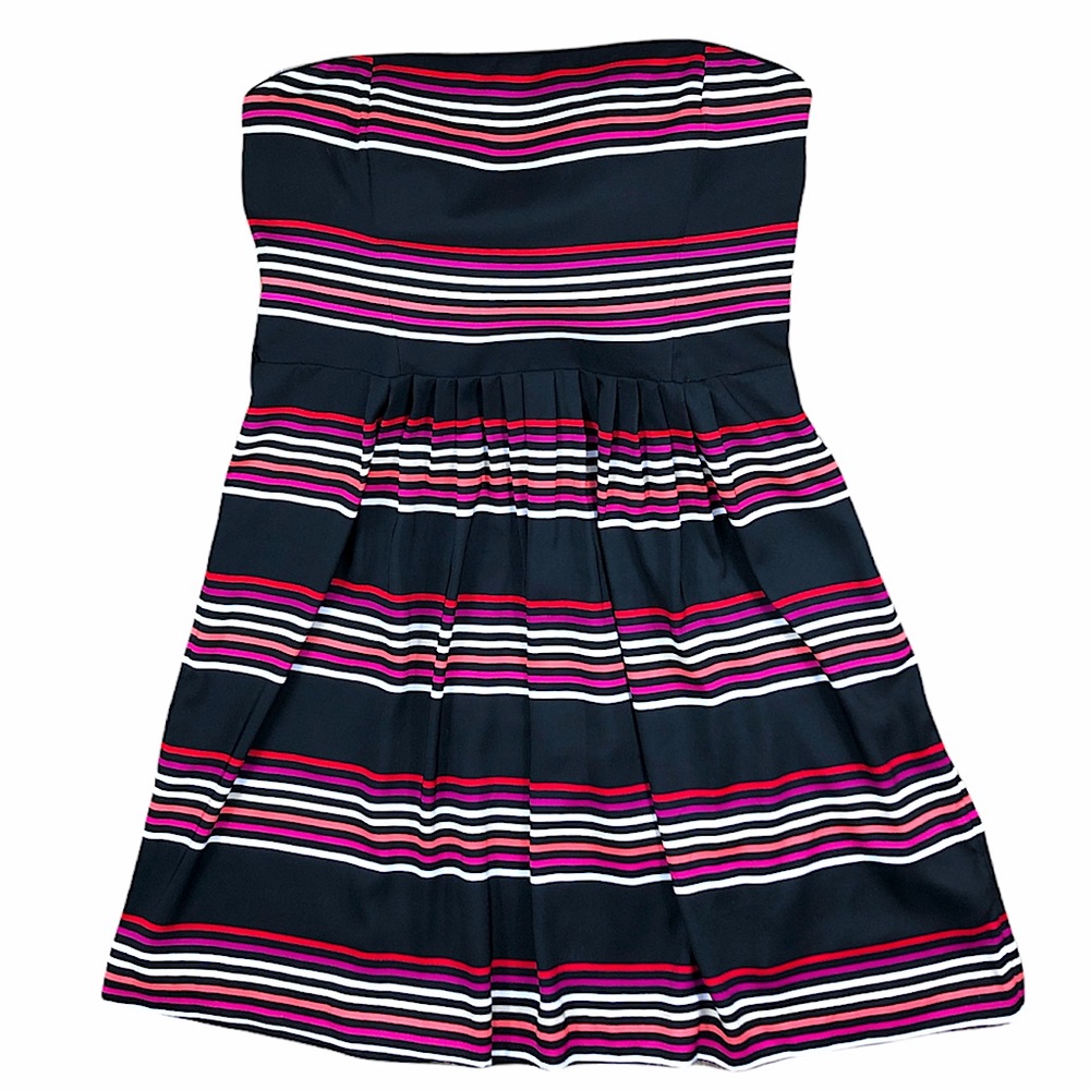 WHBM Striped Strapless Midi Dress